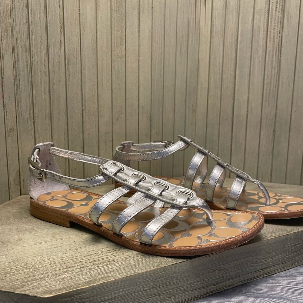 Coach Silver Leather gladiator Sandals 6B. Excellent condition.